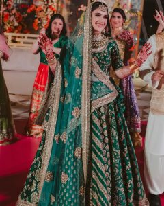 green bridal lehenga