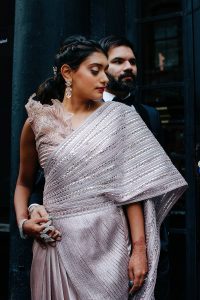 metallic saree