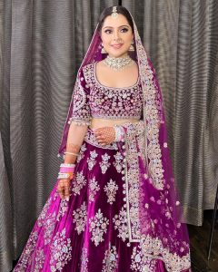 purple velvet lehenga