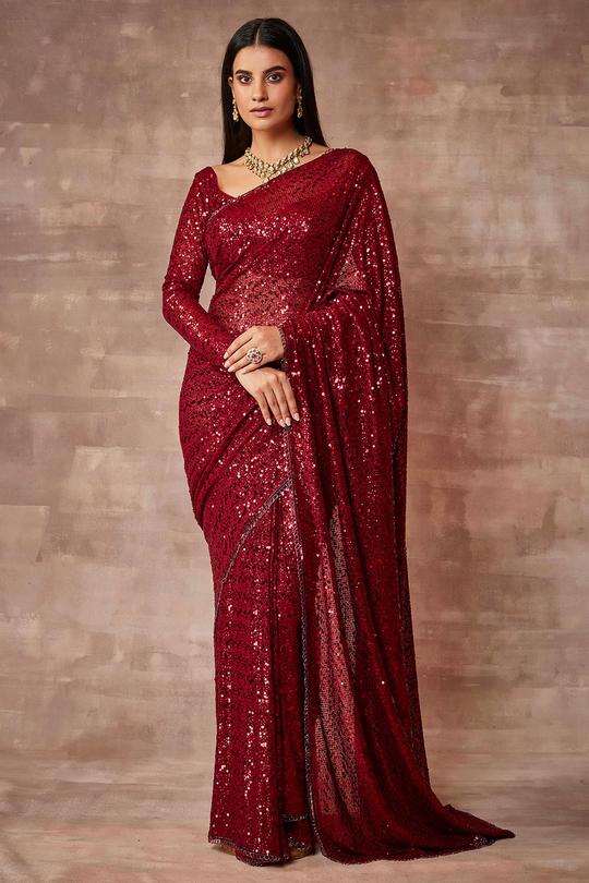 Buy Red Engagement Traditional Saree Online : UAE -