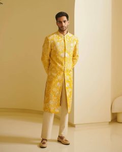 bright yellow sherwani