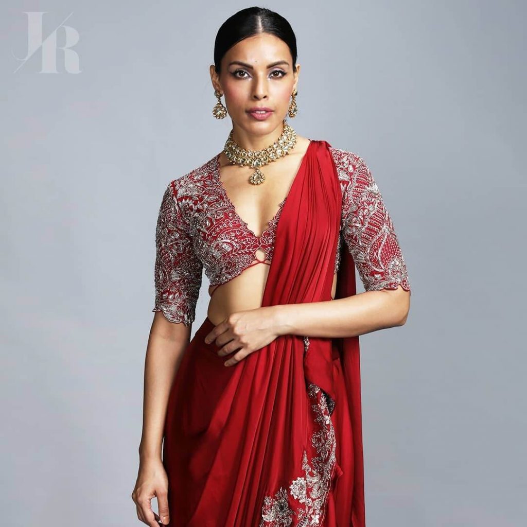 Buy Red and Golden Embroidery Sleeveless Saree Blouse Online in USA – Pure  Elegance