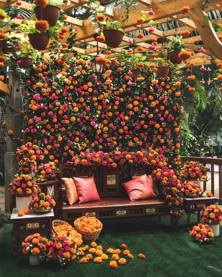 Off-Beat Floral Setup Sitting Areas For Pre-Wedding Decor