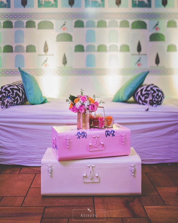 Haldi Function Decor Ideas That Include Colorful Trunks