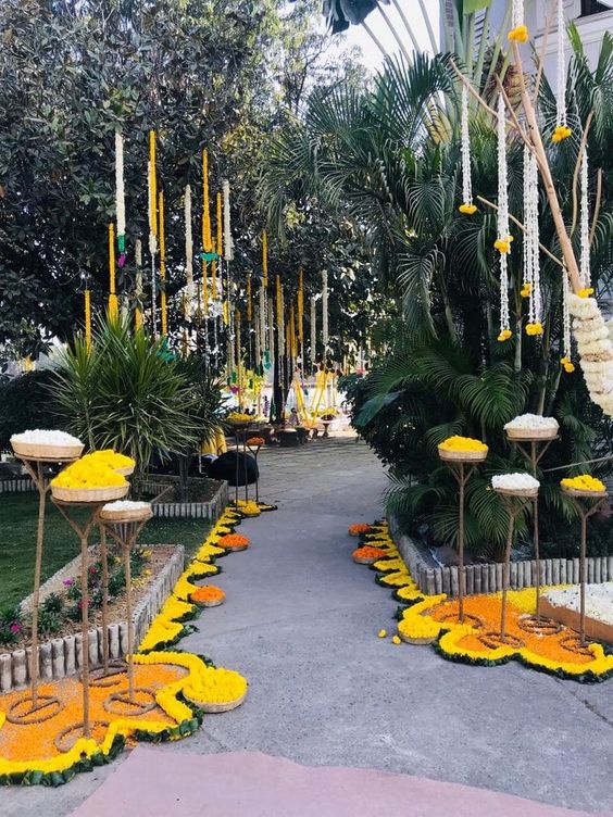 Yellow-White Floral Haldi Setup | Party Decorations in Delhi NCR | TogetherV