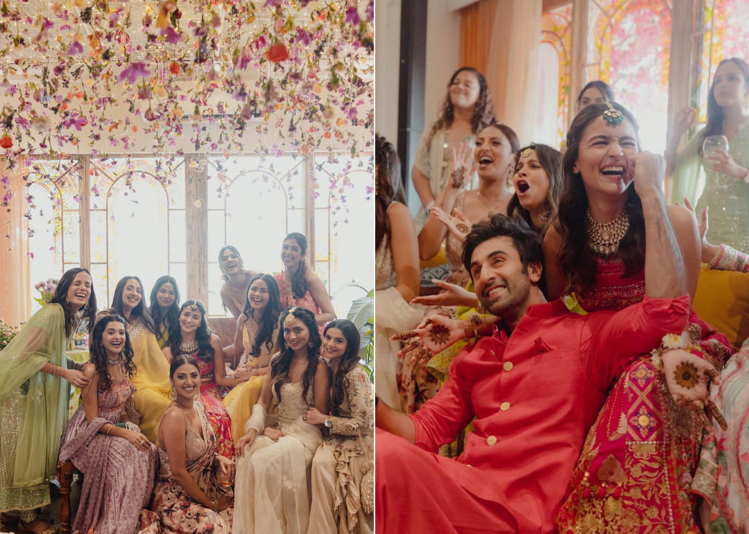 Alia Bhatt & Ranbir Kapoor paint a pretty pink picture for the Mehendi  ceremony in designer ensembles