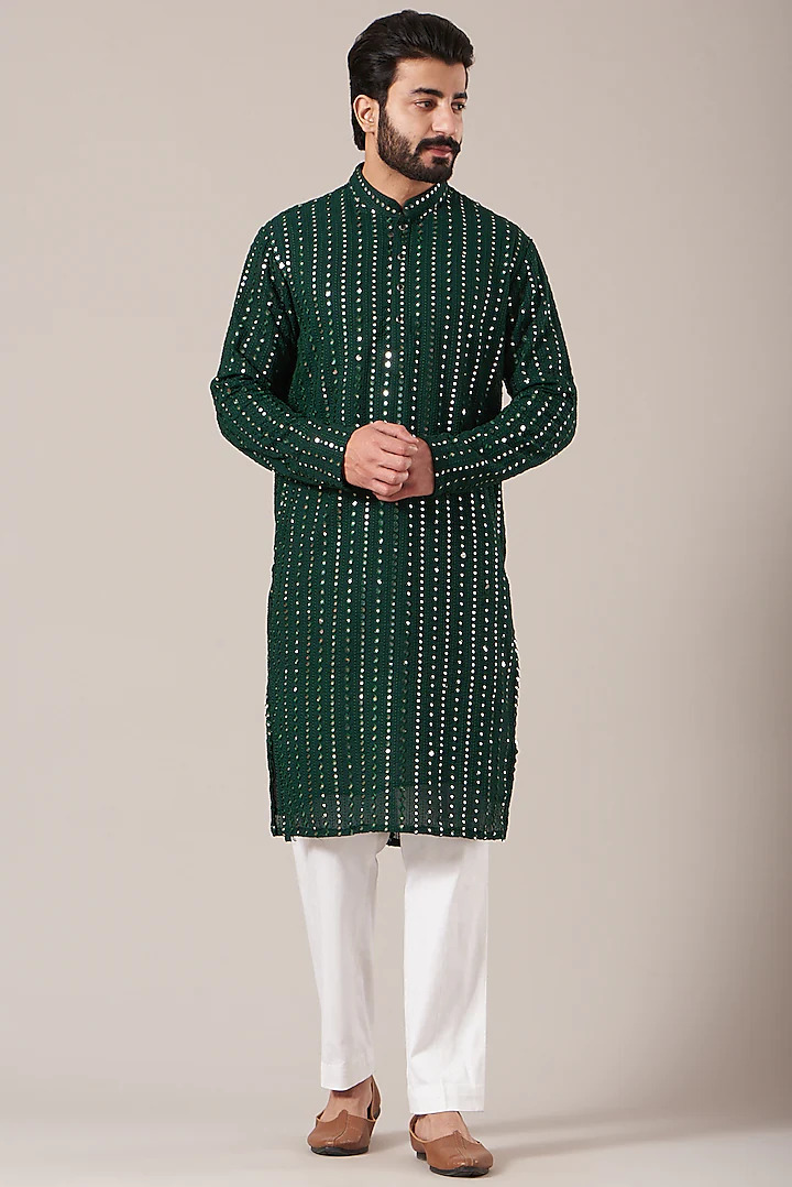 Blingy Mirror Work Kurtas For Grooms-To-Be Who Love To Dazzle!