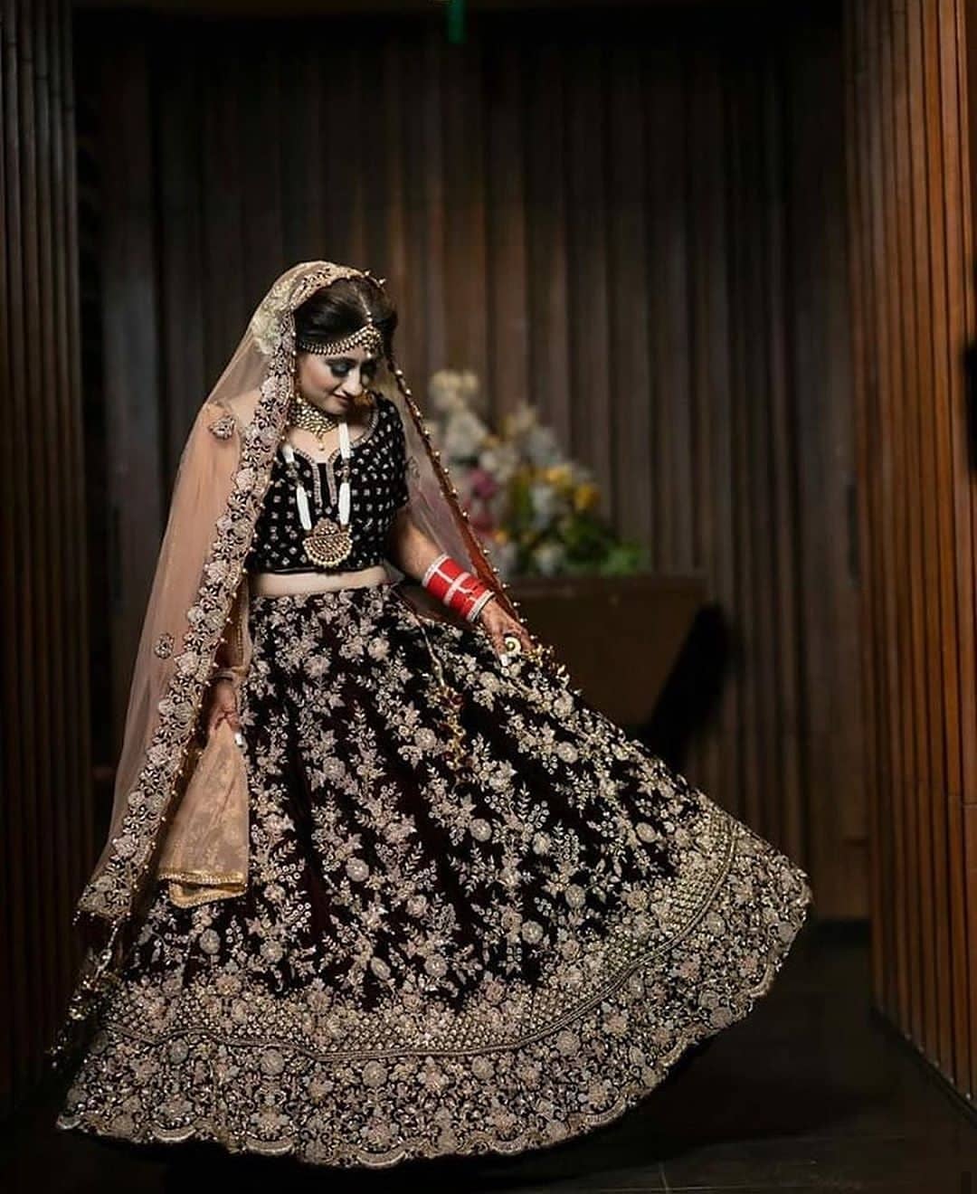 Beautiful Indian Wedding lehenga choli in Black Gold – Nameera by Farooq