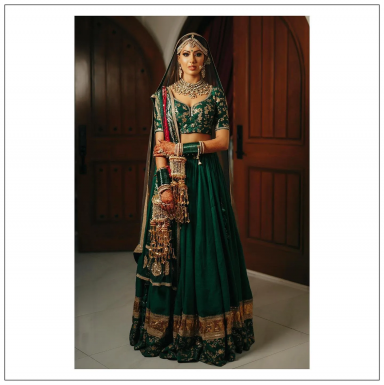 15 Latest Bottle Green Lehenga Designs For Brides To Be Shaadiwish 4887