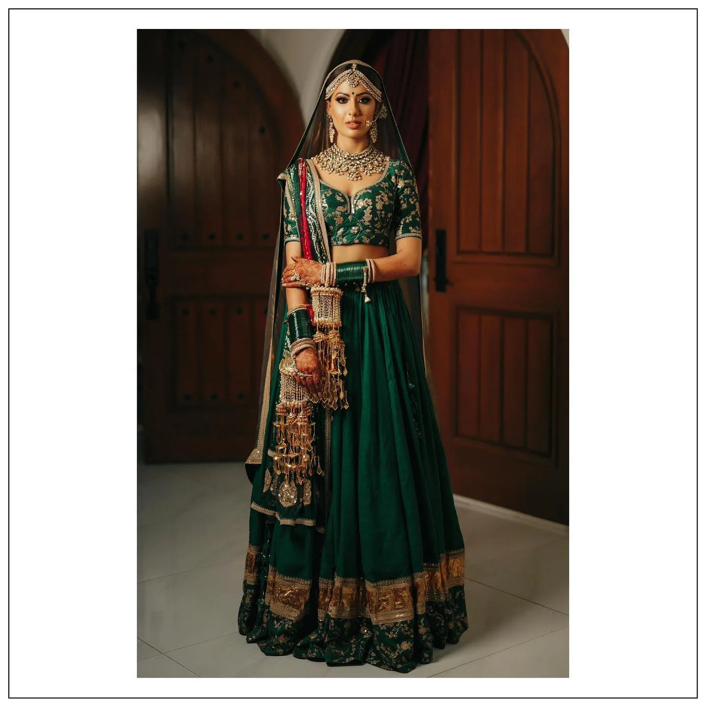 15+ Latest Bottle Green Lehenga Designs For Brides-To-Be