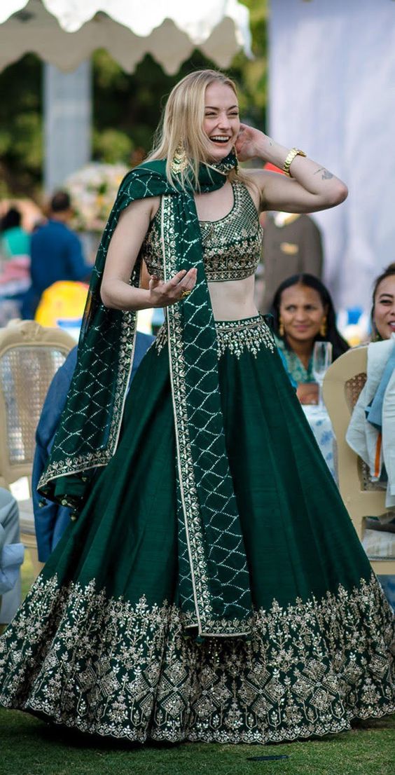 Traditional Bridal Lehenga Dress in Green Shade #BA56 – BridalLehenga