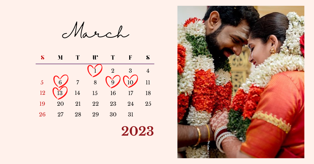 Muhuratam Dates As Per Tamil Wedding Calendar 2023