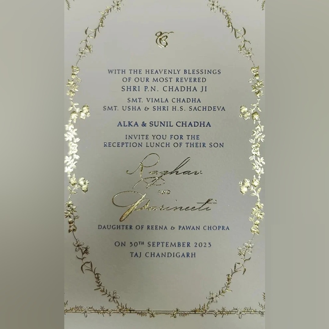 Here’s A Sneak Peek At Parineeti Chopra & Raghav Chadha’s Reception Invitation