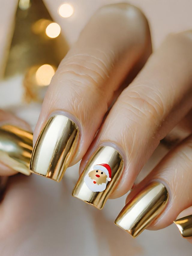 Festive Elegance in Christmas Nail Art : Glistening Glitter Accents: